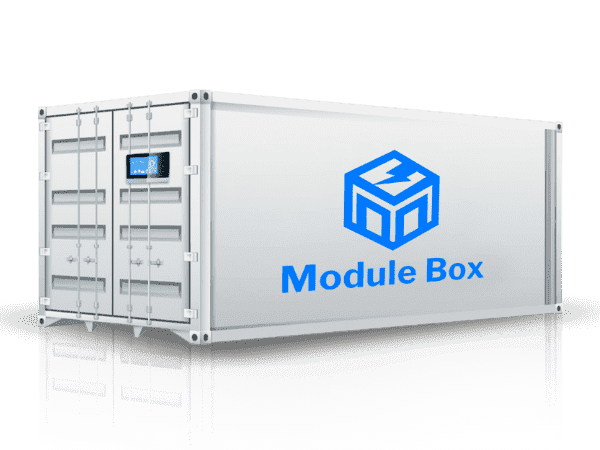 Immersion mobile mining container on blue background.
