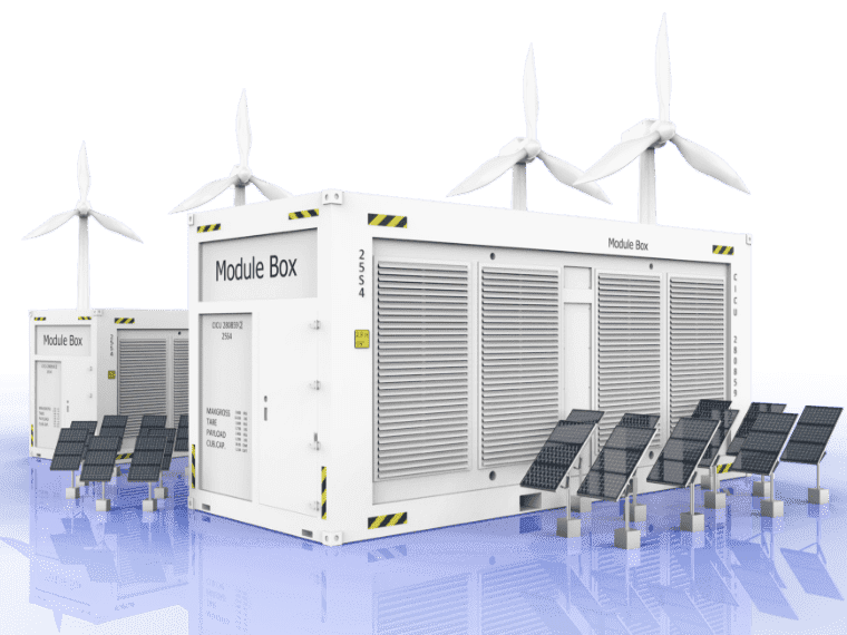 Mobile mining container and solar panels